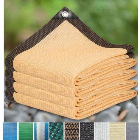 1 Toile ombrage, 3x6m, beige, avec oeillets, 12 broches, coupe-vent, pour terrasse jardin serres (1/4)