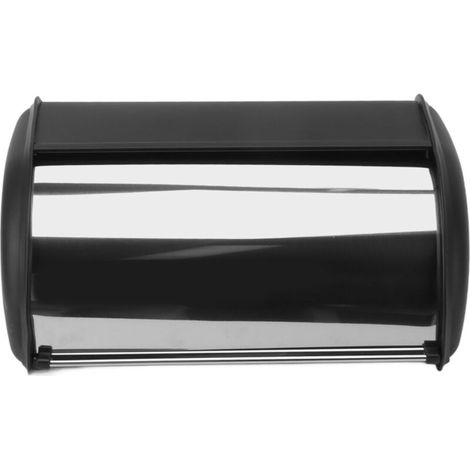 Caja de almacenamiento de pan de hierro con acabado pulido espejo para el hogar, tienda u oficina, color negro-Crezuo