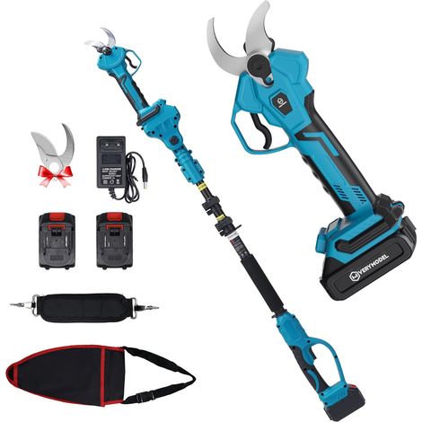 Sécateur Électrique Télescopique, 40mm Sécateur Electrique Sans Fil avec 21V 2x4.0Ah Batterie, SK5 Lame tranchante, Moteur Brushless, Sécateur de Jardin pour Vigne, Jardinage (1/5)