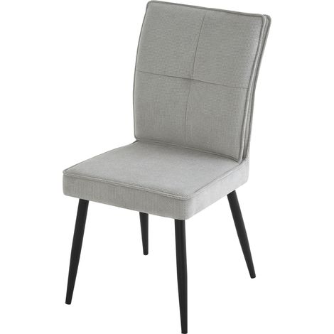 Set 2 sedie da pranzo imbottite grigio chiaro con gambe in metallo nero MODENUIT (1/5)