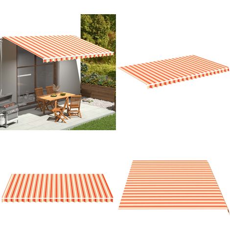 Tissu de remplacement pour auvent Jaune et orange 5x3 m - Tissus D'ombrage - Auvent De Jardin - Toile D'auvent - Parasol De Jardin - Protection Solaire - Home & Living (1/5)