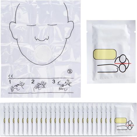 25 Masques RCP Individuels, Écran Facial de Réanimation Cardiopulmonaire avec Valve Unidirectionnelle, Barrière de Protection pour Premiers Secours et Formation, Emballage Hygiénique Portatif (1/5)