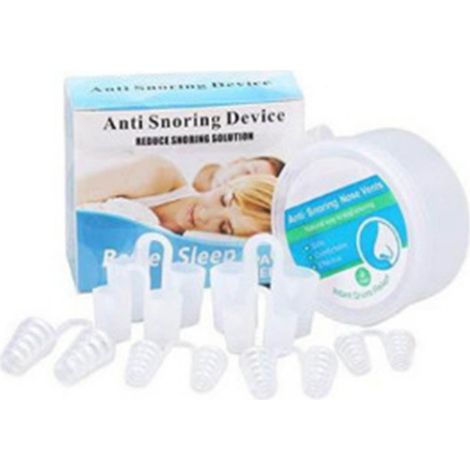 Lot de 8 paires de pinces nasales en silicone hypoallergénique, douces et portables, sans odeur, pour un sommeil réparateur et un soulagement optimal. Boîte de rangement incluse. (1/5)