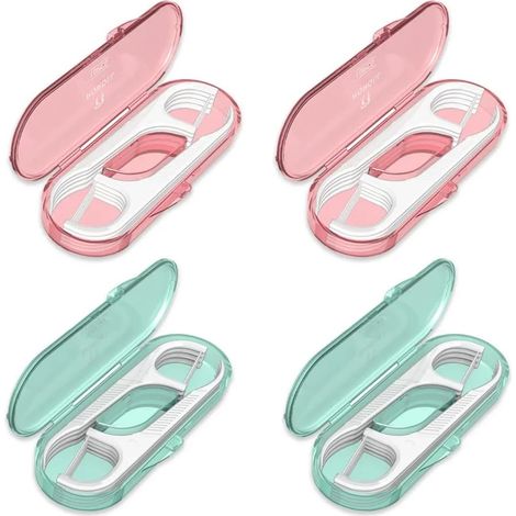 4 Pièces Porte-Fil Dentaire Portable Organisateur de Voyage Remplissable 40 Picks Fil Dentaire pour Familles Femmes Hommes Nettoyage Dentaire