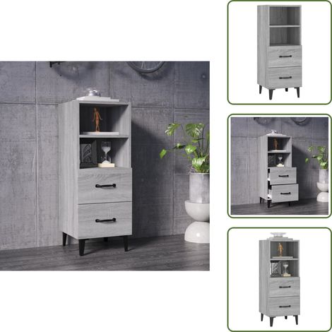 Sideboard Grau Sonoma 34,5x34x90 cm Holzwerkstoff - Sideboard - Wohnzimmermöbel - Holzmöbel - Grau - Sonoma (1/5)