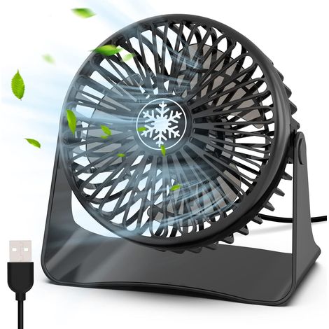 Mini ventilador USB portátil con 3 velocidades ajustables, silencioso, de mesa y rotación de 360 grados, ideal para oficina, dormitorio, coche y camping (alimentado por USB) (1/5)