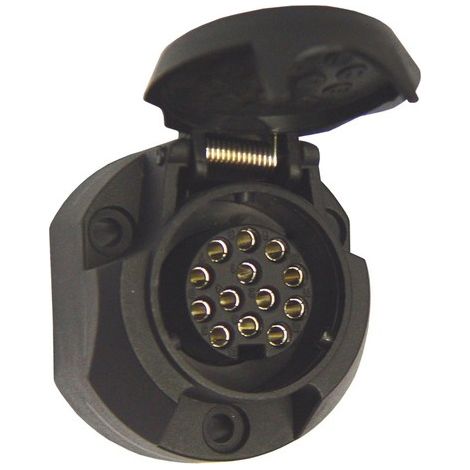 Oc-Pro – Prise femelle 13 plots 12V – Plastique durable pour remorques et caravanes – Installation facile avec câbles standard