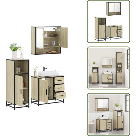 vidaXL Ensemble de meubles de salle de bain 3 pcs chêne sonoma (1/5)