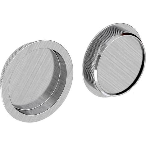 Slid'Up By Mantion – Lot de 2 poignées à encastrer rondes Ø 57 mm – Acier finition satiné – Encastrement Ø 48 mm pour portes coulissantes 25 mm min