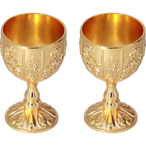 Lot de 2 verres à pied de 30 ml, style rétro européen, décoration dorée, accessoire de voyage, objet de collection pour la maison (1/5)
