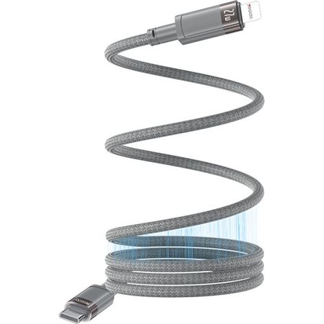 Cavo magnetico di ricarica rapida da usb c a lightning yesido pd 60w 1 m - grigio