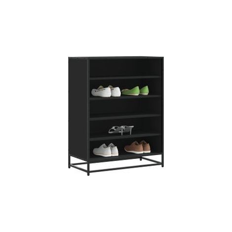 Meuble à chaussures noir 75x38x97,5 bois d'ingénierie métal (1/5)