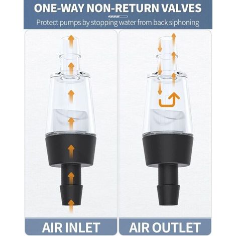 6 Pcs Clapets Anti-Retour Unidirectionnels pour Aquarium Accessoires pour Pompe à Air pour Aquarium, Noir
