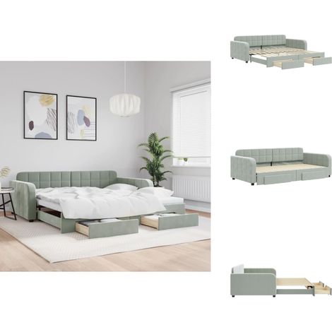 Lit de jour avec gigogne et tiroirs sans matelas 100x200 cm - Canapé Convertible - Lit D'appoint - Lit Gigogne - Meuble Multifonctionnel - Rangements Intégrés (1/5)