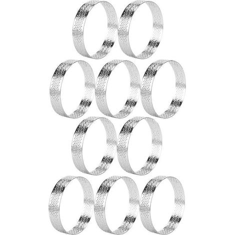 10 pièces 12cm circulaire cercles tarte trous acier inoxydable fruit tarte Quiches gâteau mousse moule cuisson moule (1/5)