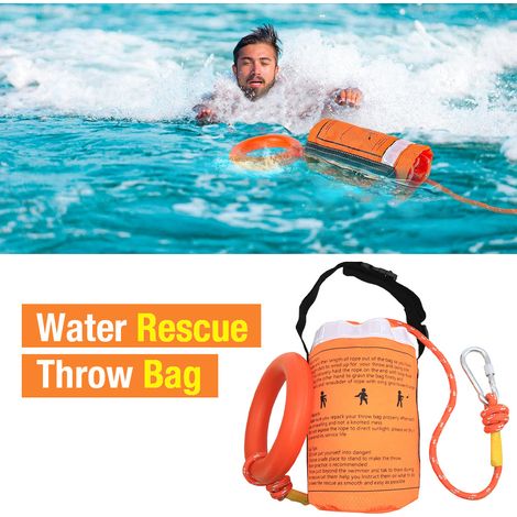 Tragbares, reflektierendes, orange-gelbes Schwimmseil für Wasserrettung, Hochwasserschutz, Kajakrettung und Bootsrettung. (1/5)