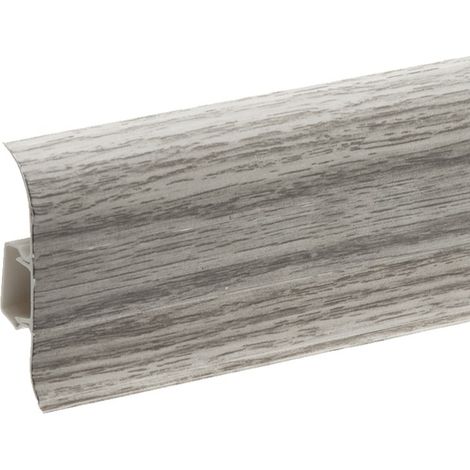 Lot de 20 Plinthes goulotte passe-câble PVC 59 mm - 1,10 m avec angles raccords et butées Chêne de sardaigne (1/5)