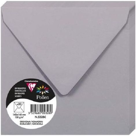 Enveloppe - CLAIREFONTAINE - Pollen 140x140 - 120g - Gris - Compatible Jet d'encre et Laser