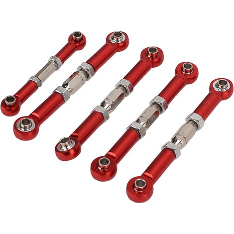 Satz mit 5 RC-Lenkgestängen, 5 mm Durchmesser, aus Aluminiumlegierung, für Redcat XTE 1/10 ferngesteuertes Auto (rot), mit Stoßdämpfung (1/5)