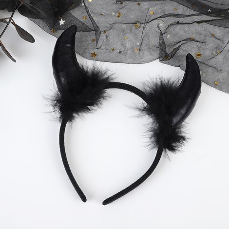 Serre-tête cornes de taureau pour Halloween, plumes de diable rouges, serre-tête pour spectacle de fête d'Halloween, serre-tête diable, pince à cheveux (1/4)