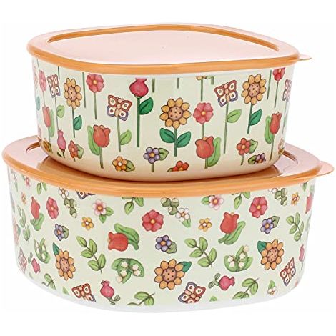 THUN - Set 2 Contenitori Cucina - Arancione - Cucina, Altro per la Cucina - Idea Regalo - Linea Country - Melammina, PE - Contenitore Grande 22,5x22,5x10 cm Contenitore Piccolo 19x19x8,5 cm (1/4)