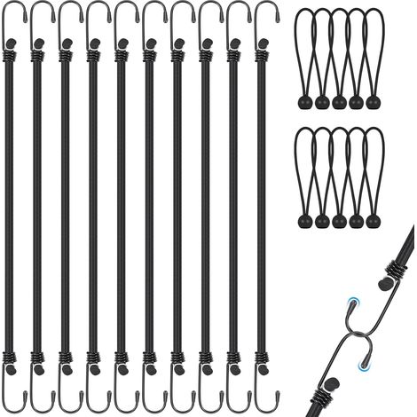 Elastische Spanner mit Haken, Planenspanner, elastisches Bungee, 10 Stück, Spanner mit Haken für Gepäck, Dachträger, Camping – UV-Beständigkeit und klimatische Bedingungen (30 cm)