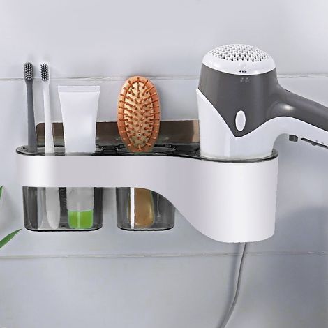 Étagère murale sans perçage pour salle de bain/support de toilette/support pour sèche-cheveux/rangement pour lavabo (1/5)