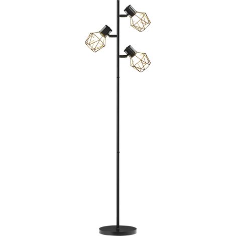 Lampadaire Velion design industriel moderne noir 3 spots orientables métal salon chambre éclairage LED (1/5)
