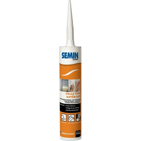 Colle Tout Matériaux Semin - Prêt à l'Emploi - Intérieur/Extérieur - Cartouche de 310 ml (1/5)