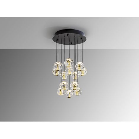 LÁMPARA DE TECHO COLGANTE ZARIA 13L NEGRO/ORO/TRANSP D60 DIM (1/3)