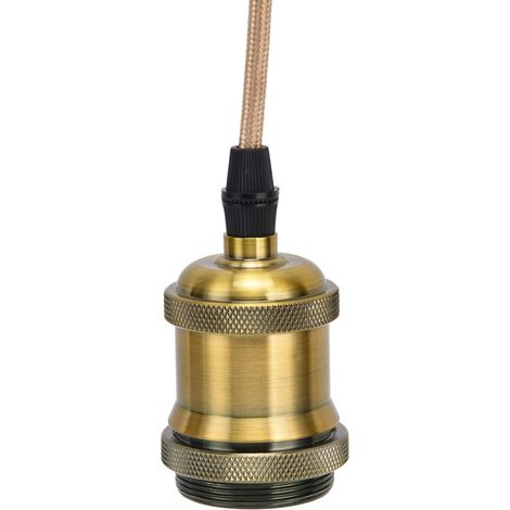 Douille de Suspension Vintage E27 pour Maison Chambre Bar Restaurants EU Plug 100-240V (Patine Dorée) (Ampoule non incluse) (1/5)
