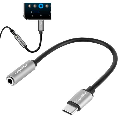 Adaptateur USB-C vers mini-jack AUX 3,5 mm 17,5 cm Kruger&Matz (1/4)