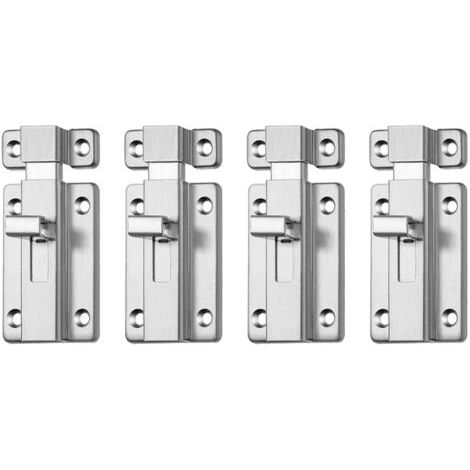 4 Pcs Loquet, 3'' Targette en Acier Inoxydable, Loquet de porte coulissante, pour Salle de Bain, Toilettes, abri, Chambre avec Verrou à déclic, Installation Facile