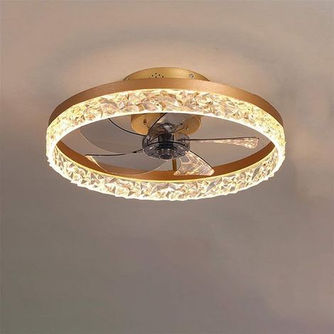 Ventilateur LED suspendu avec lumière , télécommande incluse , douille E27 , 60W , luminosité réglable en trois couleurs , température de couleur 3000-6500K , 6 pales en cristal , 6 vitesses de (1/5)