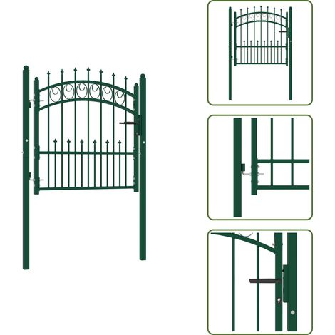 Recinzione verde - vidaXL Cancello per recinzione Emmen con punte in acciaio 104x97 cm verde - Cancello con punte