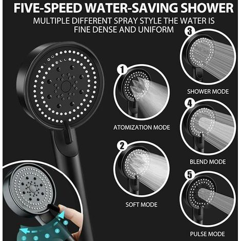 Pommeau de Douche avec tuyau 1,5M, Pommeau Douche Anti Calcaire, Douchette Douche Réglable, Pommeau Douche Haute Pression (1/4)