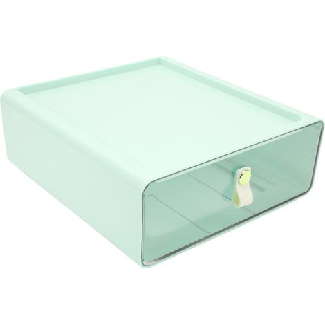 Boîte de rangement transparente pour tiroir, grande capacité, pour bureau, verte (1/5)