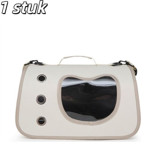 1 Borsa trasportino per gatti, cestino portatile da viaggio, borsa a tracolla, borsa a mano traspirante, grande capacità, cestino per il trasporto in auto per gatti di piccola taglia (1/5)