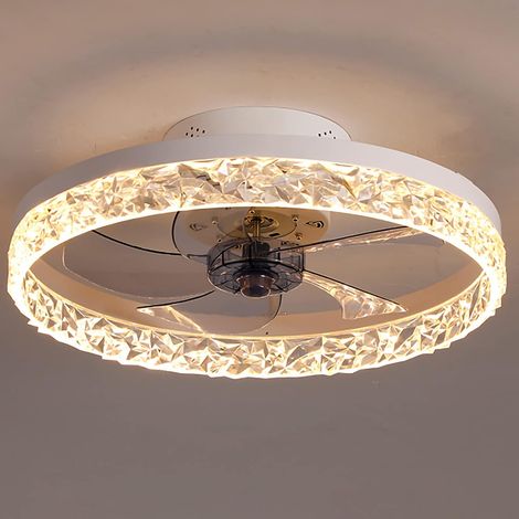 Ventilatore da soffitto da 50 cm con luce, LED dimmerabile, timer a 6 velocità, telecomando, bianco (1/4)
