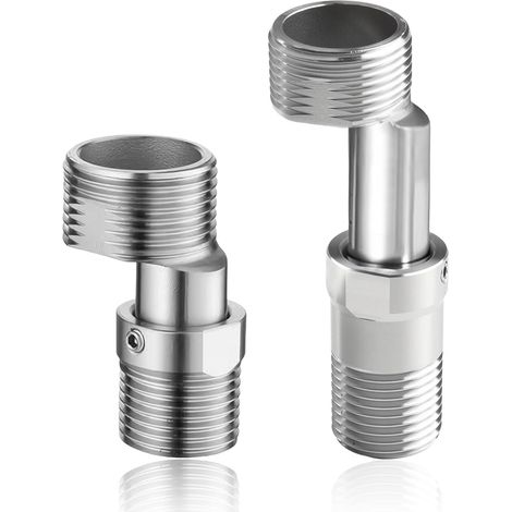 Lot de 2 adaptateurs de robinet de douche en S en acier inoxydable 304 - Réglable à 360 ° - Raccord en S 3/4" x 1/2" - Courbé pour salle de bain et cuisine (1/5)