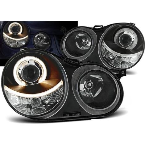 Paire de feux phares VW Polo 9N 01-05 angel eyes noir-27362042 (1/2)