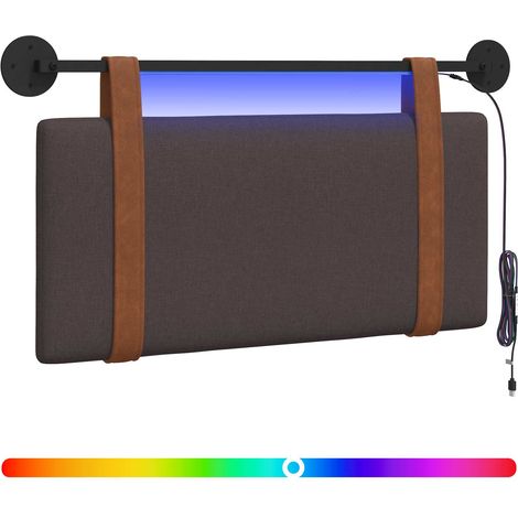 Hanging Headboard with LED Light Dark Brown Antique PU vidaXL