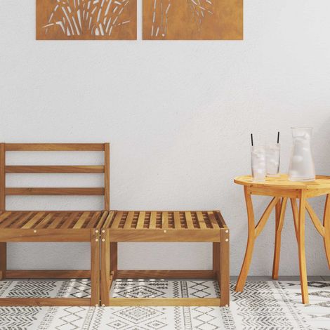Outdoor-Fußhocker Massivholz Akazie Natur 59 x 59 x 37 cm