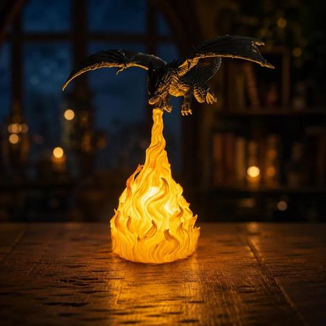 Lampe Dragon Flamant Rose, Veilleuse Dragon Fantastique, Lampe Décorative LED pour Chambre, Bureau et Salle de Jeux - Modèle A (1/3)