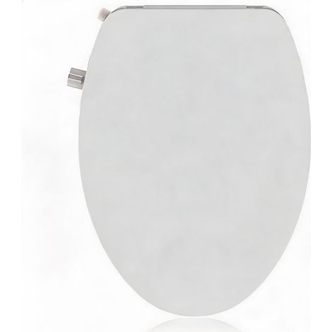 Abattant WC allongé avec bidet intégré – Non électrique, double buses auto-nettoyantes, pression réglable, fermeture ralentie, installation facile, hygiène intime – Blanc – Taille : 19” (1/5)