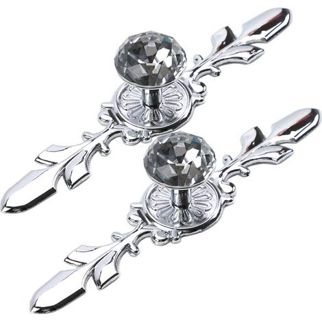 2 Pièces Poignée Bouton de Meuble en Transparent Diamant Cristal Verre Poignee de Porte Meuble Tiroir Placard Décoration, avec Vis (Chrome poli 170mm) (1/5)