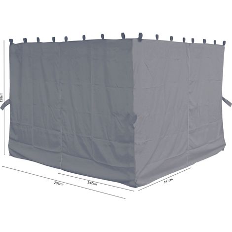 Quick-Star – Parois latérales pour pergola à toit plat – Lot de 4 panneaux 294x198 cm – 100 % polyester gris RAL 7001 – Fermeture à glissière (1/5)