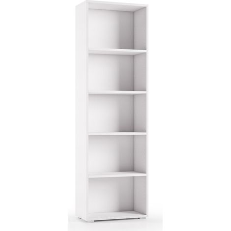 Kompaktes Bücherregal mit fünf verstellbaren Regalen weiß (1/2)