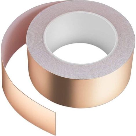Ruban de Cuivre 30m x 50mm, Ruban Adhésif Extra Long Feuille de Cuivre Bande Ruban Adhésif EMC Blindage Ruban Adhésif pour Réparation de Electrial Décoration Protection des Plantes