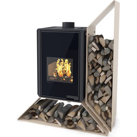 Pôele à bois KAMPA DELUXE droite - gauche - plusieurs couleurs - Couleur: Crème - Côté: Droit